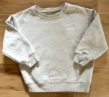 OUAI Kids Sweatshirt 4T Beige Crewneck Logo Pullover Neutral Unisex