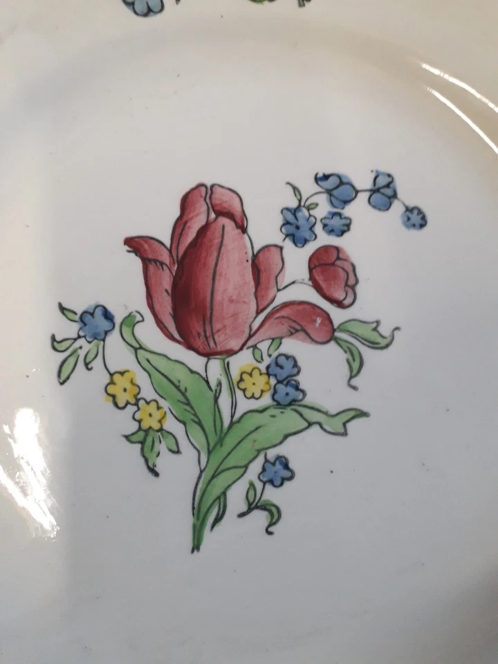 🍽️ 6 Assiettes Anciennes Gien Modèle Lorraine Vaisselle Vintage Motifs  tulipe - Photo 2/4