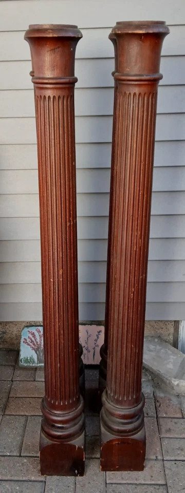 (4)件古董54-1/4英寸建筑救捞实木科林斯柱 — 第 3/4 张图片