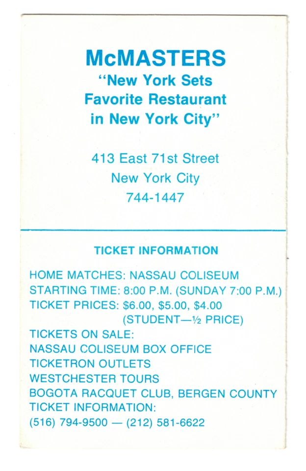 Conjuntos de Nueva York 1975 calendario de bolsillo WTT equipo mundial de tenis Billie Jean King Foto 2 de 3