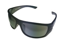 Perry Ellis Mens Sunglass Rectangle Black Plastic Wrap, Solid Smoke Lens PE18 1