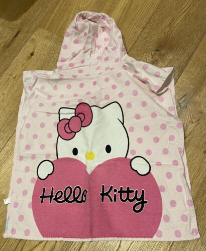 Hello Kitty Hooded Towel Poncho Kids Bath Pool Beach 100% Cotton Age 2-6 - Picture 2 of 2