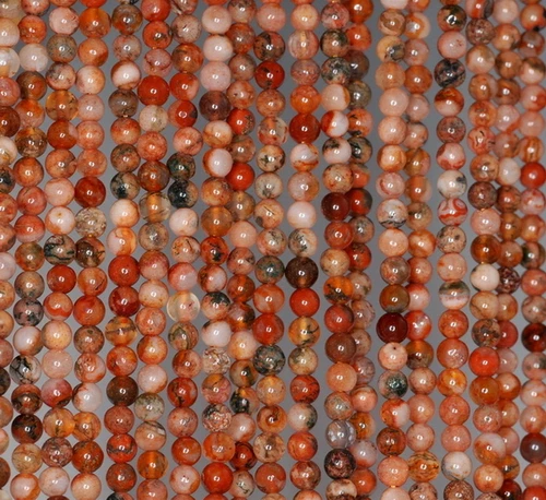 Cuentas sueltas redondas de inclusión roja de piedras preciosas de ágata musgo rojo de 3 mm 15,5 pulgadas - Imagen 1 de 5