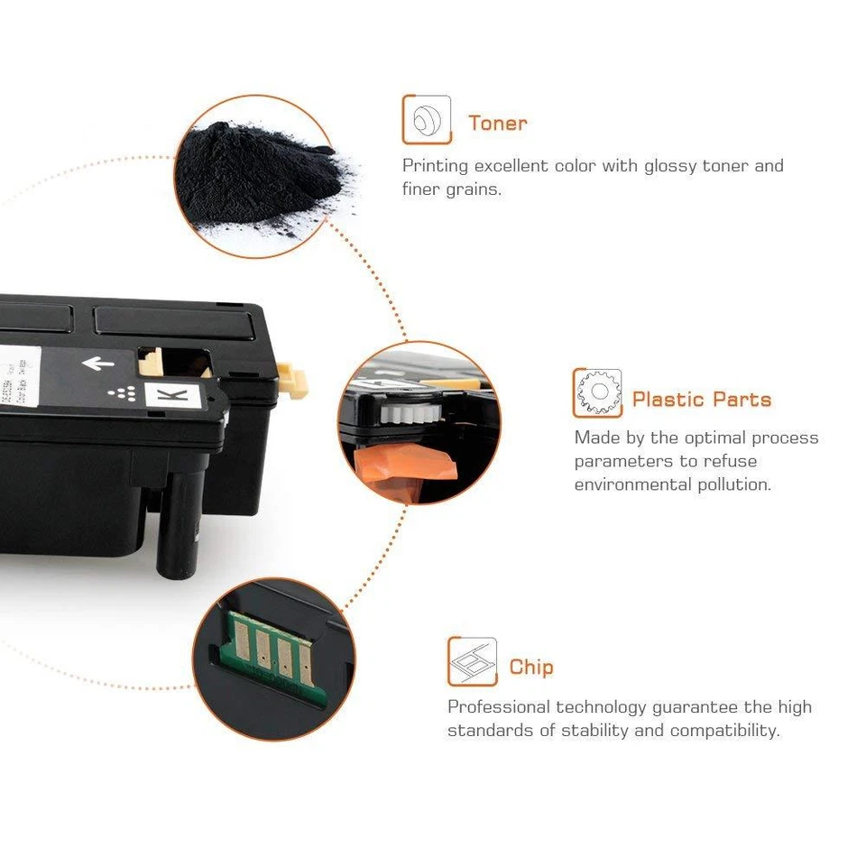 4Pk E525W Toner Cartridges H3M8P VR3NV WN8M9 MWR7R Ink for Dell E525W Printer - Image 3 of 4