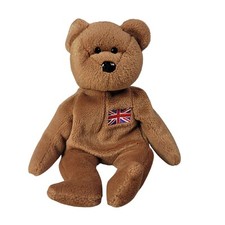 Ty Beanie Babies Britannia Bear Plush Brown 9" Embroidered Flag 1997 Vintage