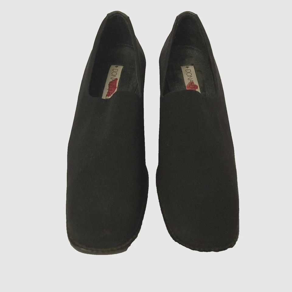 Zapatos de salón Donald J Pliner de lona para mujer 8 estrechos negros punta cuadrada tacón bloque Foto 2 de 4