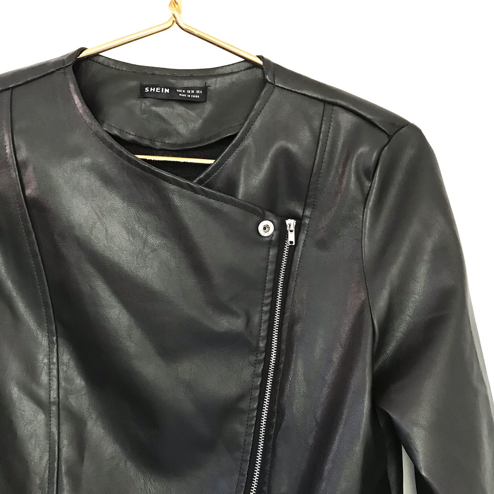 Shein Moto Black Jacket 6 M Soft Faux 