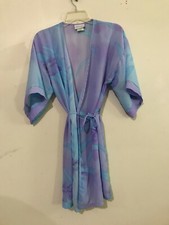 Jaclyn Smith Size S Floral Lilac Intimates Sleep Wear Women Tie Robe Style 2521