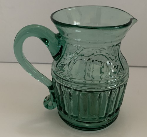 Glass pitcher green Greenfield Village MI Henry Ford Museum Handcrafted Vintage - Picture 2 of 6