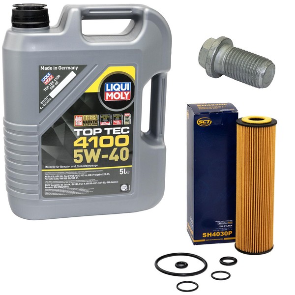 MotoröL Set 5W-40 5 Liter + ÖLfilter SH 4030 P + Schraube FüR Mercedes C-Klasse-image