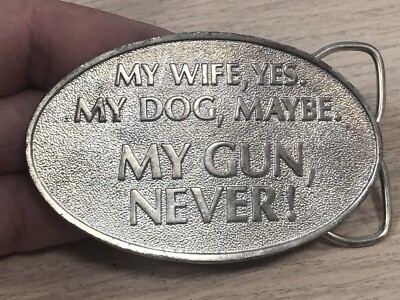 My Gun Never Belt Buckle 1976 Capt. Hawks Sky Patrol USA 