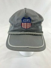 Vintage Union Pacific Trucker Rope Hat Snapback Cap Mesh Back Gray USA OSFA