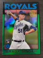 2021 Topps Chrome Brady Singer 1986 Retro RC Green Refractor Rookie serial /99