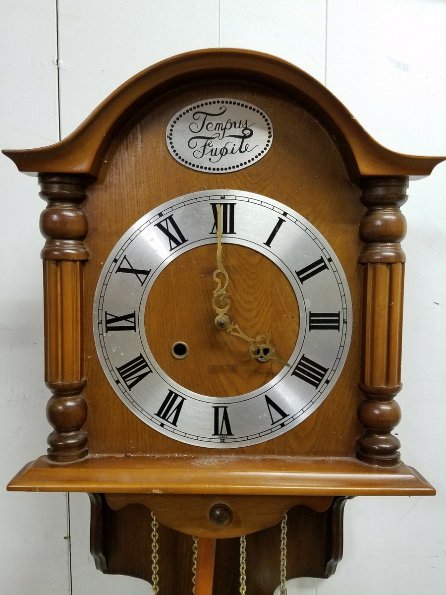 Tempus Fugit (Time Flies) Wind-Up Wall Clock, Pendulum Gong Chime