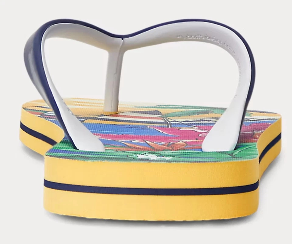 Chanclas tropicales Polo Ralph Lauren Bolt playa para hombre talla 12 amarillo tropical Foto 3 de 4