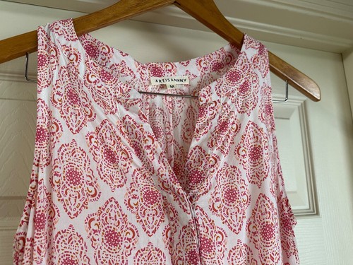 Artisan NY Womens Shirt Pink White Size Medium V Neck Sleeveless Lightweight - Picture 13 of 18