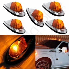 5pcs Teardrop Amber Cab Roof Truck Semi trailer Clearance Marker Lights For Ford