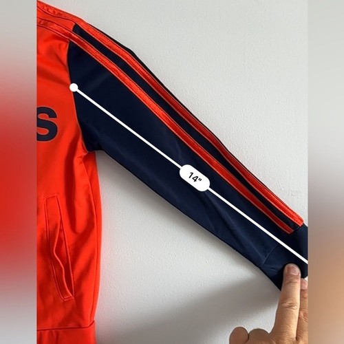 Adidas Full Zip Track Jacket Boy's Size 6Youth Navy Blue Orange Kids - Picture 4 of 9