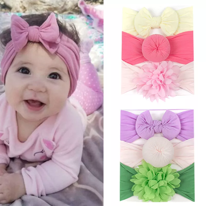 ' 3 Pièces/Ensemble En Nylon Élastique Bébé Bandeau Arcs