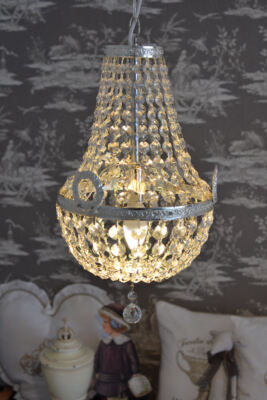 Lustre NAPOLEON Or pampilles cristal E14 - Ideal Lux
