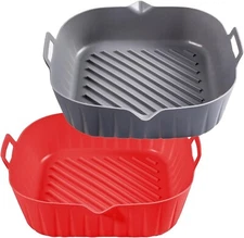 Reusable 8" Silicone Liners for Air Fryer - Non-Stick Baking Tray (2 Pcs)