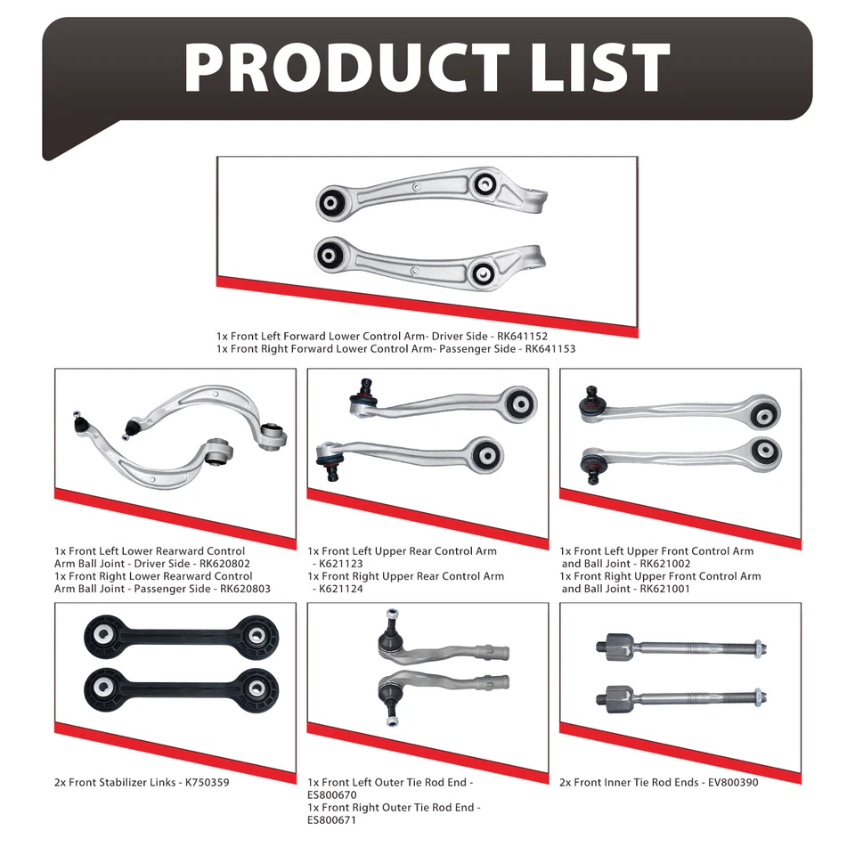 14 шт. боковых звеньев рычагов управления подходят для Audi A4 A5 S4 S5 Q5 Quattro 2008–2009 годов выпуска - Изображение 3 из 4