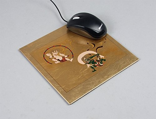 Japanese lacquered mouse pad Fujin Raijin 風神雷神 Kanazawa Kaga Gold Made in japan - Picture 2 of 3
