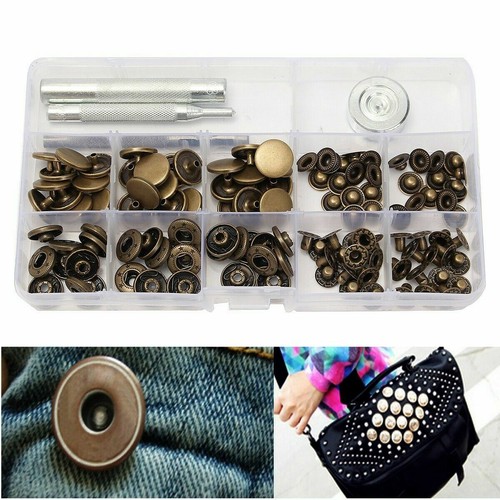15mm Antique Brass Snap Fasteners Popper Press Stud Button Leather Kit