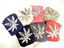 Fashion Rhinestone Leaf Winter Women Crochet Headband Knit Ear Warmer Head Wrap