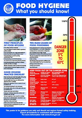 Health and Safety FOOD HYGIENE A4 210 x 297mm Self adhesive vinyl POSTER / SIGN