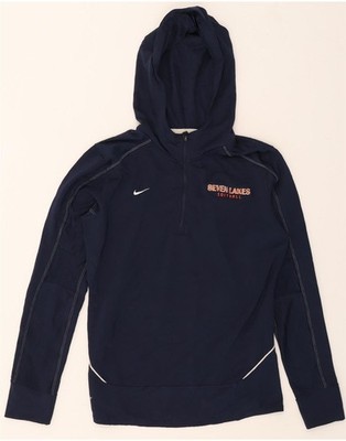 NIKE Herren Dri Fit Grafik Reißverschluss Ausschnitt Hoodie Pullover Medium Navy Blau CV09