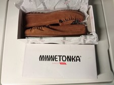 MINNETONKA BROWN SUEDE ARIZONA KILTY 402 SLIP ON MOCCASINS SIZE 8