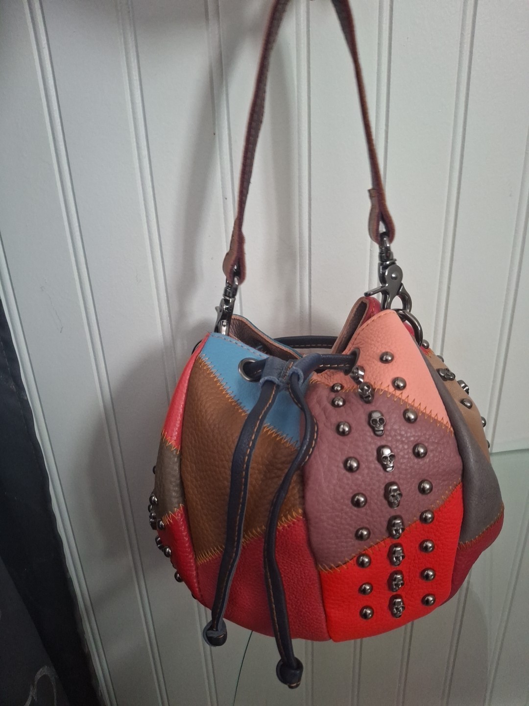 Ameri Leather Colorful Patchwork  Drawstring Pouc… - image 20