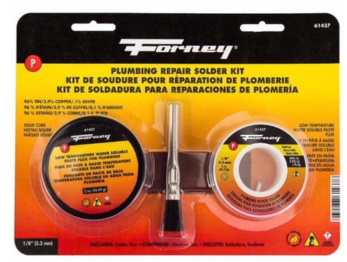 Forney 61437 3oz Lead-Free Plumbing Solder Kit 0.13 in. D Tin/Copper/Silver
