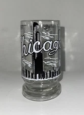 Vintage Chicago Souvenir Sears Tower Glass Coffee Mug Cup Stein Made In Japan