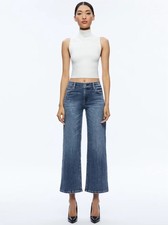 Alice and Olivia Jeans Roxie LT Straight Flare Jean Brooklyn Blue Size 29