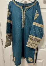 Junaid Jamshed J. Kurti Blue Kameez Embroidered and Sequins Size L
