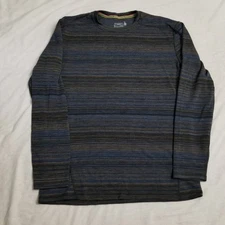 Smartwool Shirt Mens XL Blue Striped Merino 250 Wool Thermal Baselayer Crew Neck