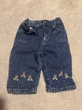 Vintage Disney Tinkerbell Flower Embroidered Girls Jeans Size 2T