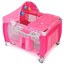 Costway Foldable Baby Crib Playpen Travel Infant Flat Bassinet Bed Mosquito Net