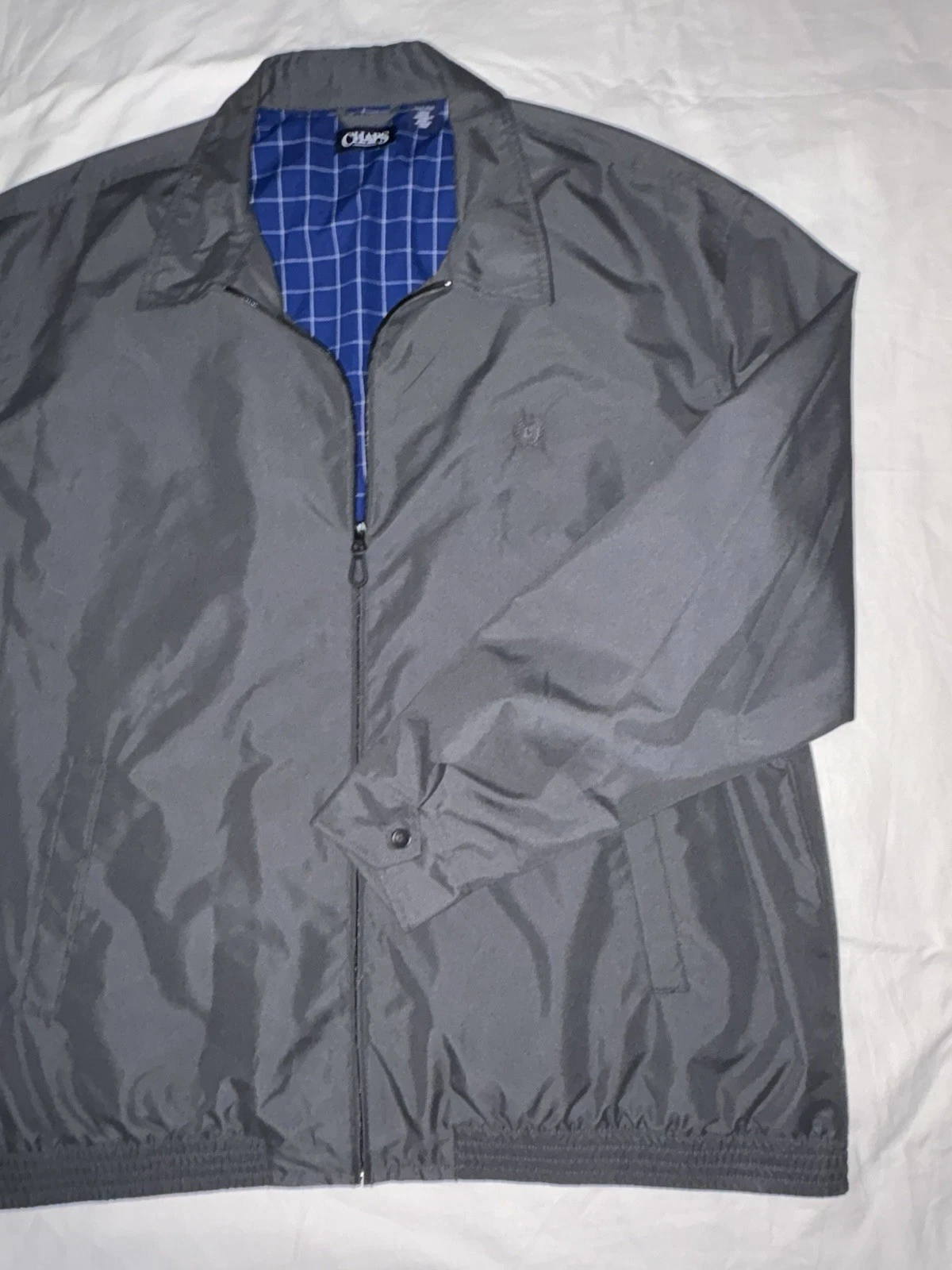Chaps Ralph Lauren Harrington Jacket Grey 3XLT  Full Zip Golf Coat Plaid Line image 4