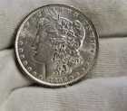 1886 US Morgan Silver Dollar $1 AU Details (Cleaned)
