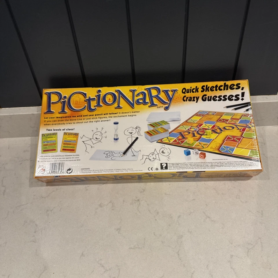 Pictionary Mattel 2010 Board Game Age 8+ New Contents Still Sealed  - Image 2 of 4