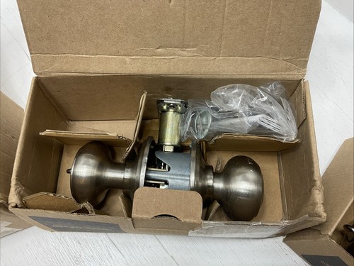 Schlage Satin Nickel Georgian Keyed Entry Door Knob Set, F51-GEO-619 - Lot of 3 - Picture 6 of 7
