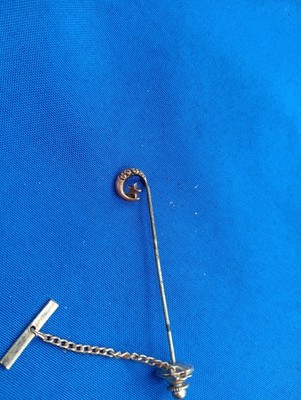 Gold Tone Tie Tack Pin with Chain; 2'' (M25-19)
