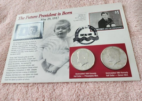 1964 P & D Kennedy Half Dollar Set Future President is Born Uncirculated