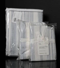 Pottery Barn Hawthorn Striped Cotton Comforter King/Cal.King, 2 King Shams Blue