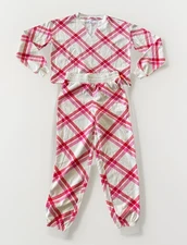 Colsie Womens Matching Lounge Set Size XS Plaid Fleece Comfy Jogger Red NWT