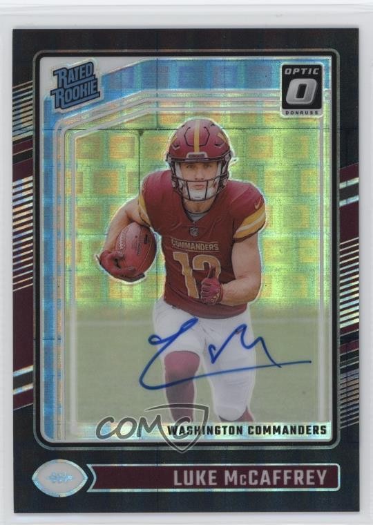 2024 Donruss Optic Rated Black Pandora Prizm /25 Luke McCaffrey Rookie Auto RC