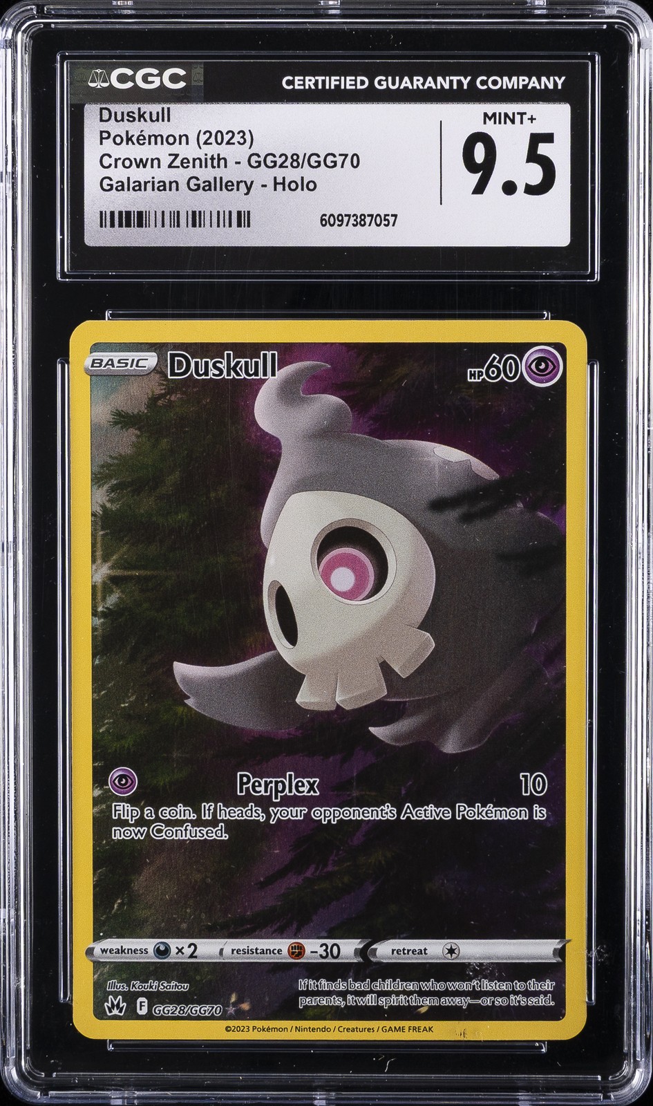 2023 POKEMON CROWN ZENITH GALARIAN GALLERY HOLO #GG28 DUSKULL CGC 9.5
